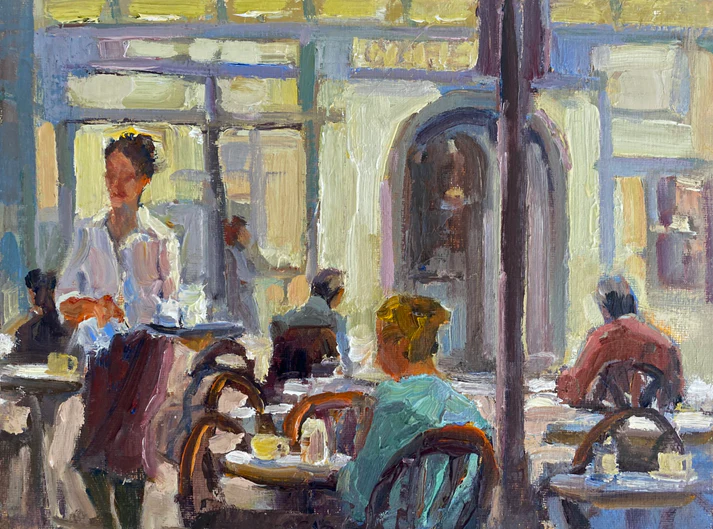 نام نقاش: JANNE EDWARDSنام اثر: کافه‌ی آرام