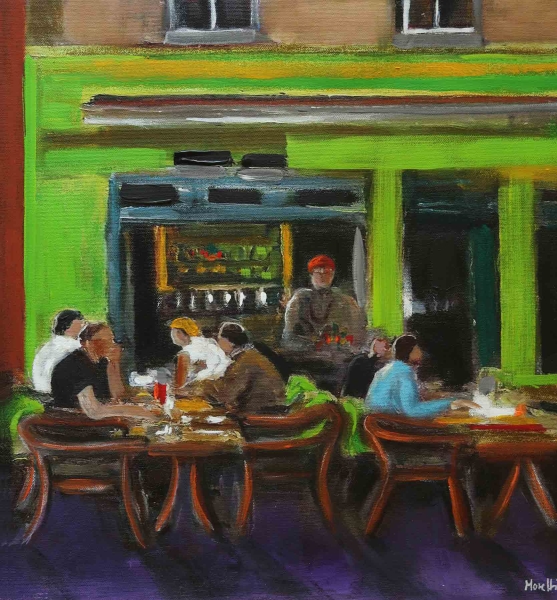 نقاشی قهوه خوردن در کافه